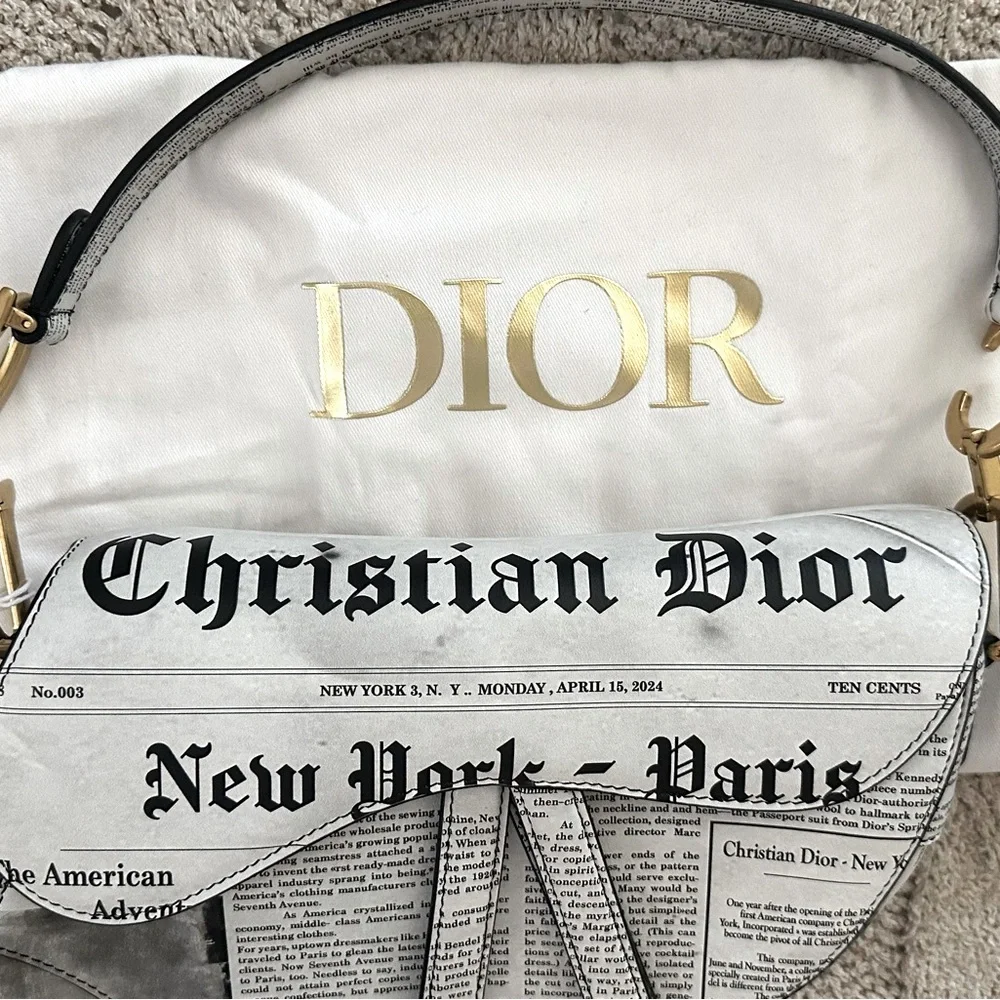 Dior Limited Edition Saddle Calfskin Bag with Newspaper Print - Picture 11 of 12